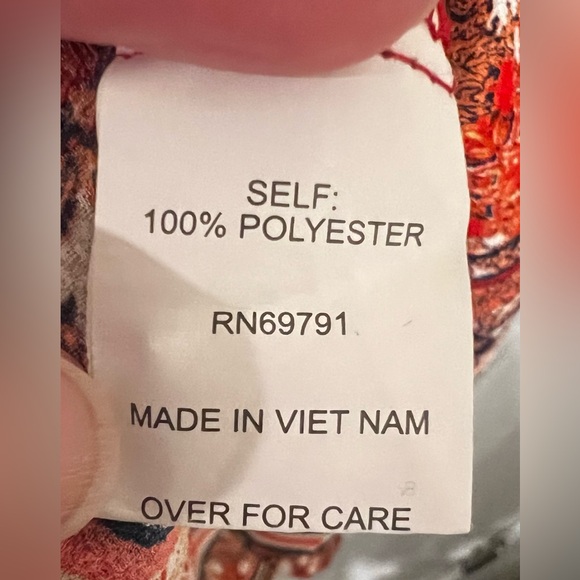 Fig & Flower Women’s Blouse 3/4 Sleeve Tie Keyhole Semi Sheer Boho Size 2X - Picture 7 of 16